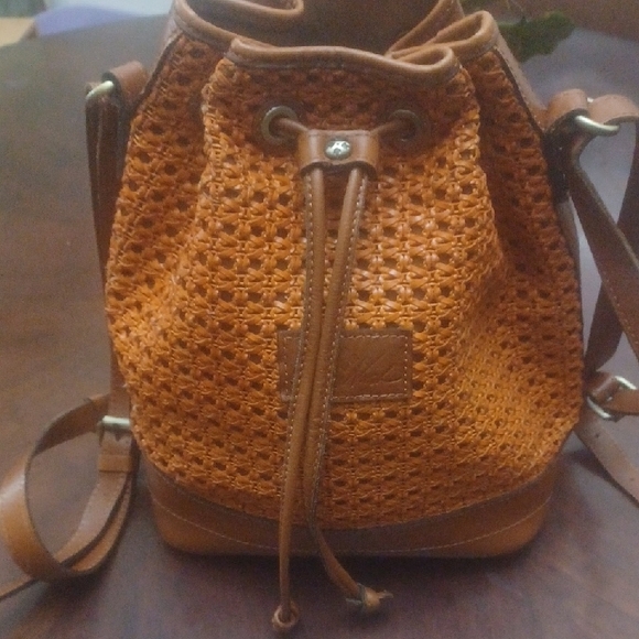Patricia Nash Handbags - Patricia Nash Tan Woven Leather Backpack